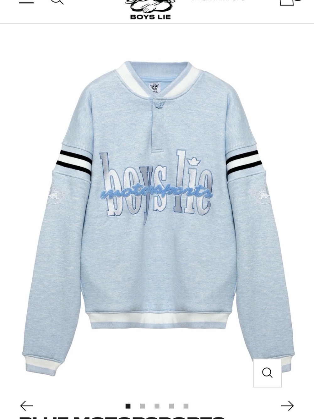 NWOT Boys Lie Blue Motorsports Jordan Crewneck